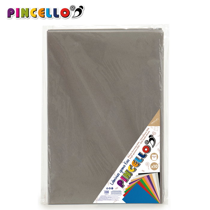 Pincello Juego 10 Láminas Goma Eva Gris 45x65 cm (Set de 12)