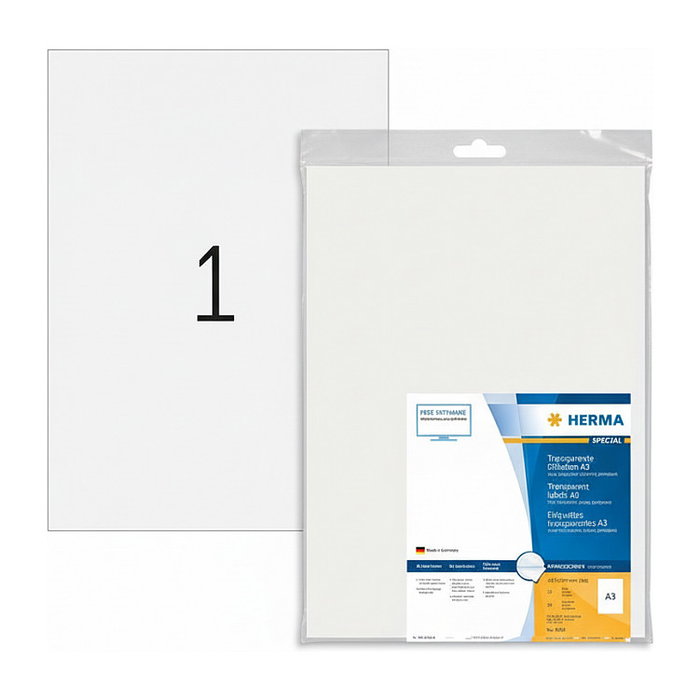 HERMA Etiquetas A3 Transparentes Brillo 297x420 mm 50 uds. HERMA Etiquetas A3 Transparentes Brillo 297x420 mm 50 uds.