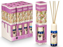 Acorde Mikado 50ml con Varillas Violeta Aroma Morado Difusor Perfume Hogar Decoración 5x25x5cm (Set de 24)