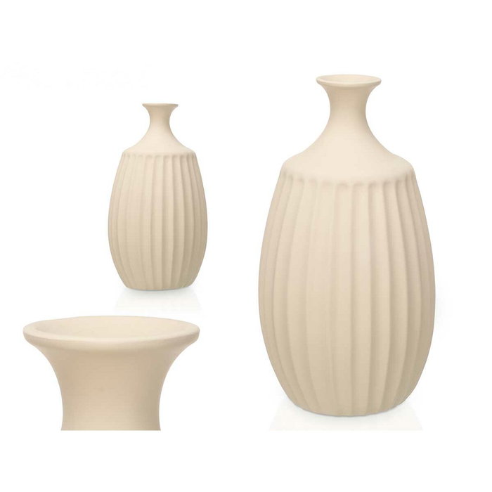 Giftdecor Jarrón de Cerámica Cuello Estrecho 48 cm Beige Giftdecor Jarrón de Cerámica Cuello Estrecho 48 cm Beige