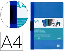 Liderpapel Carpeta dossier con pinza lateral azul translúcido DIN A4