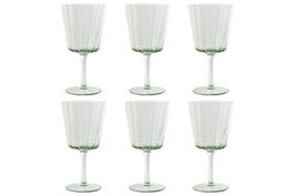 DKD Home Decor Set de 6 Copas de Cristal Bubbles Garbo Verde de 285ml