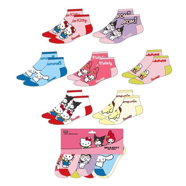 Cerdá Pack Calcetines Tobillero Hello Kitty Talla Calzado 31-34 Modelos Surtidos