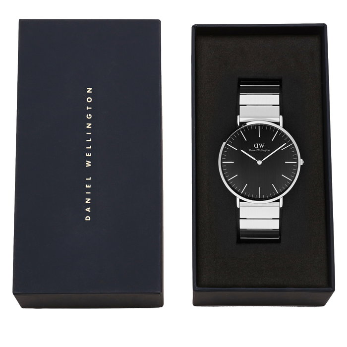 Daniel Wellington DW00100774 con caja dorada y correa gris