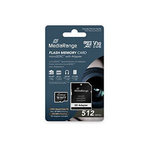 MEDIARANGE Tarjeta MicroSDXC 512GB UHS-I Clase 10 MR947 con Adaptador SD