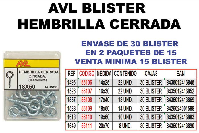 Hembrilla/Cancamo Cerrada 14x25 Zincada 1496 Hembrilla/Cancamo Cerrada 14x25 Zincada 1496