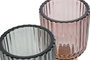 DKD Home Decor Portavelas de Cristal y Madera Surtido de 3 Colores