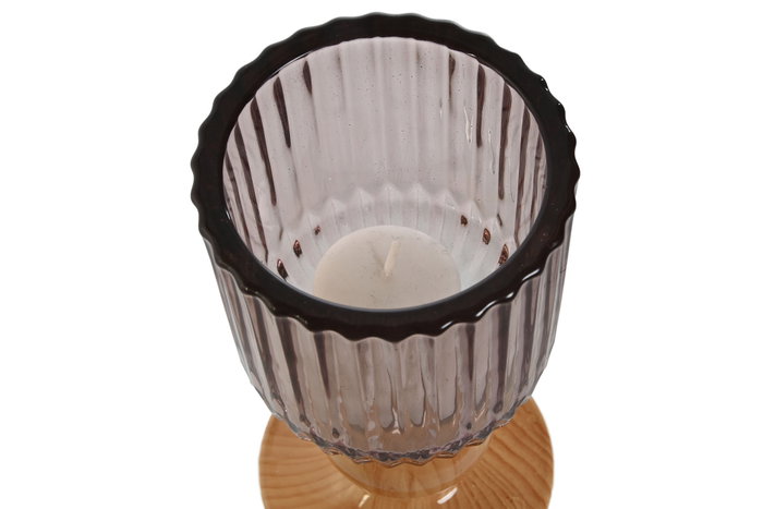 DKD Home Decor Portavelas de Cristal y Madera Surtido de 3 Colores