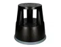 Q-connect Taburete Negro ABS con Ruedas Retráctiles y Dos Niveles, Resistente hasta 150 kg