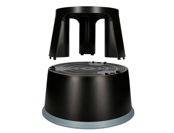 Q-connect Taburete Negro ABS con Ruedas Retráctiles y Dos Niveles, Resistente hasta 150 kg