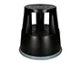 Q-connect Taburete Negro ABS con Ruedas Retráctiles y Dos Niveles, Resistente hasta 150 kg