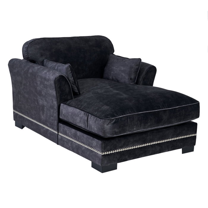 Sofá Chaise Longue Gris Oscuro Tejido 114 X 155 X 92 cm