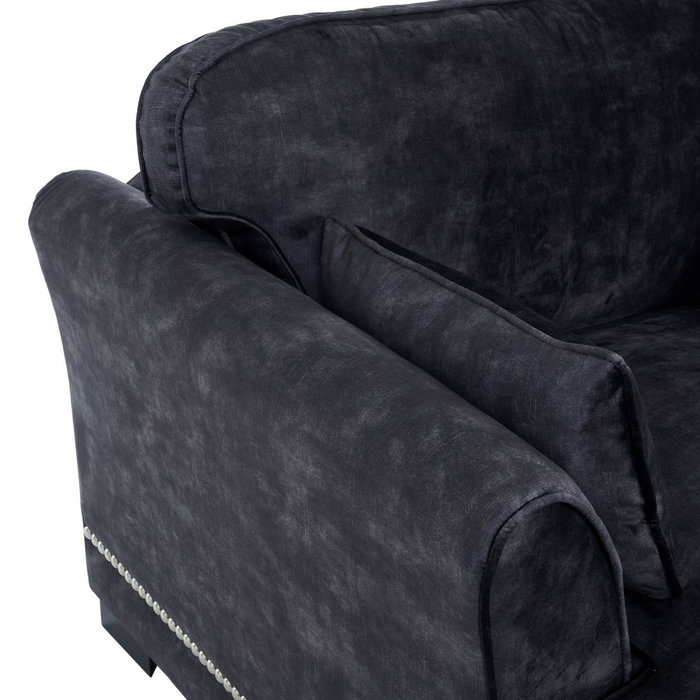 Sofá Chaise Longue Gris Oscuro Tejido 114 X 155 X 92 cm