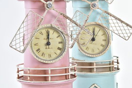 DKD Home Decor Reloj Vintage Rosa Azul Celeste 15 x 12 x 29.5 cm (4 Unidades)