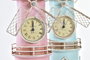 DKD Home Decor Reloj Vintage Rosa Azul Celeste 15 x 12 x 29.5 cm (4 Unidades)