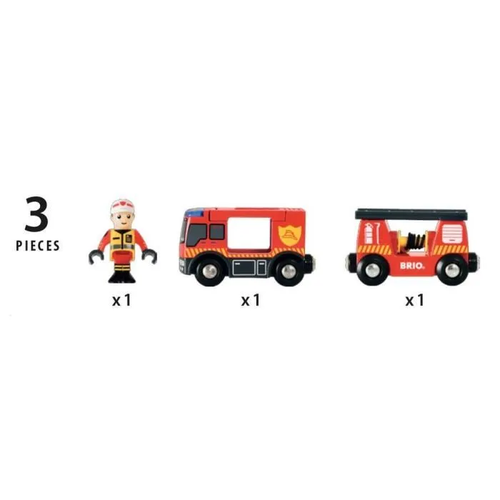 Brio World 33811 Camión de Bomberos de Madera con Luz y Sonido para Niños a Partir de 3 Años