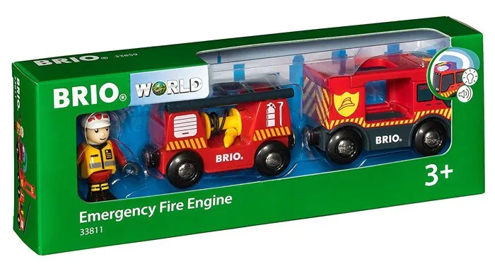 Brio World 33811 Camión de Bomberos de Madera con Luz y Sonido para Niños a Partir de 3 Años