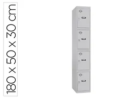 Simonrack Taquilla Metálica 4 Puertas con Cerradura, Etiquetero y Respiradero, Gris, 1800x500x300 mm