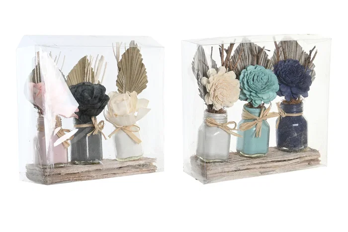 DKD Home Decor Set de 3 Flores Secas y Cerámica 20x8x20 cm Surtido