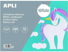APLI PAPER Bloc de Manualidades con 10 Cartulinas Blancas de 32x24 cm y 170g