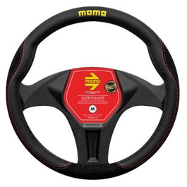 Momo Funda de Volante Comfort Microfibra Negro-Rojo 38-39cm