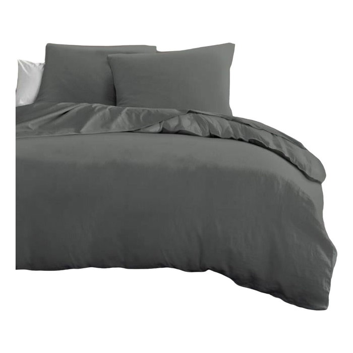 Home Linge Passion Juego de edredón de 3 piezas, Gris antracita, 240 x 260 cm