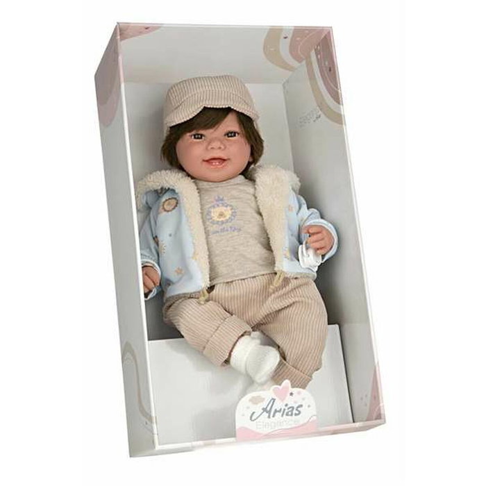 Muñecas Arias Muñeca Elegance Zoe Beige 45 cm con Pelo y Mecanismo de Risa Try Me