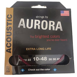 AURORA STRINGS Cuerdas Acústica Aurora Pink 10-48 Coated Phos Bronze Guitarra Made in USA