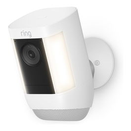 Amazon Ring Spotlight Cam Pro, Cámara de Seguridad con Batería para Exterior, Color Blanco