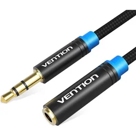 Vention Cable de Audio Estéreo Auxiliar 3.5mm VAB-B06-B200-M, Jack Macho a Hembra, 2m, Chapado en Oro, Compatible Universal para iPhone, iPad, PC, Altavoces