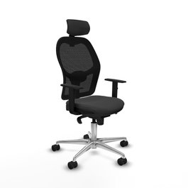 PIQUERAS Y CRESPO Silla de oficina Jorquera con mecanismo Sincro, Similpiel Gris oscuro y Malla Negra