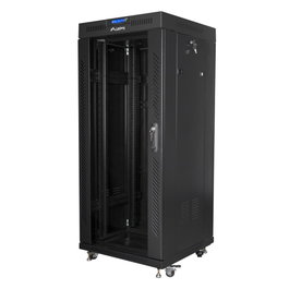 LANBERG Armario Rack Independiente 27U 600x600 con Puerta de Cristal Negro