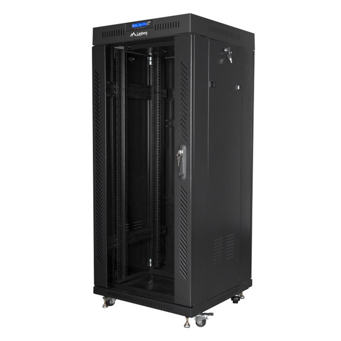LANBERG Armario Rack Independiente 27U 600x600 con Puerta de Cristal Negro LANBERG Armario Rack Independiente 27U 600x600 con Puerta de Cristal Negro