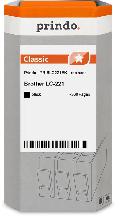 Prindo Classic Negro para Brother LC221BK | 260 Páginas Prindo Classic Negro para Brother LC221BK | 260 Páginas