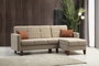 Atelier Del Sofa Polya L Conjunto de Sofá Beige, Sofá Rinconero y Sillón Orejero para Sala de Estar, Máximo Confort y Estilo