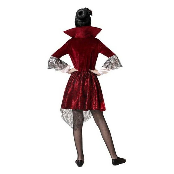 Disfraz Drácula Vampiresa Borgoña para Niña con Vestido de Mangas Blancas y Tul Negro Disfraz Drácula Vampiresa Borgoña para Niña con Vestido de Mangas Blancas y Tul Negro