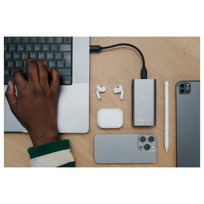 Verbatim SSD Externo TurboMetal USB4.0 2TB, USB-C Gen 2x2, Velocidad Lectura 3700 MB/s, Plata