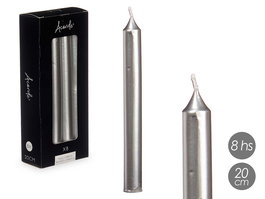 Acorde Set 8 Cirios de Plata 20 cm de Cera para 8 Horas (Set de 12)