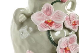 DKD Home Decor Jarrón Oriental Rosa Verde Cerámica 15 x 20 x 15 cm