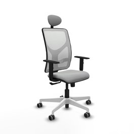 PIQUERAS Y CRESPO Silla de oficina Motilla con mecanismo Sincro, Gris claro y Blanco