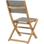 Juego de 4 Sillas de Jardín, Madera de Acacia FSC con Asiento de Textilene Gris, Dimensiones 50x57x90 cm