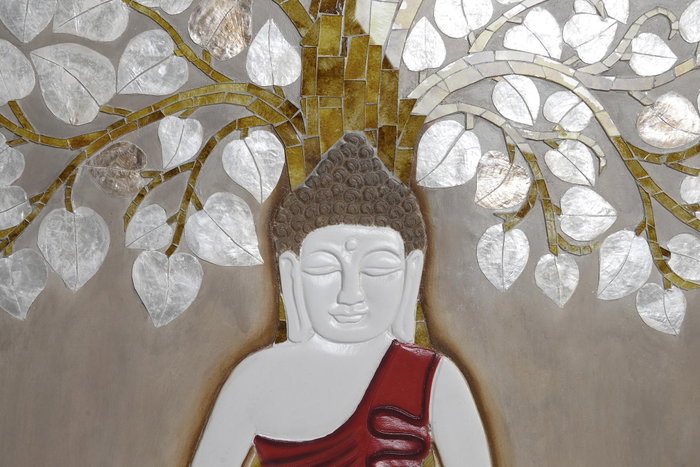 DKD Home Decor Decoración de Pared Buda Árbol Nácar y Resina 70x4x100 cm