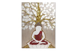 DKD Home Decor Decoración de Pared Buda Árbol Nácar y Resina 70x4x100 cm