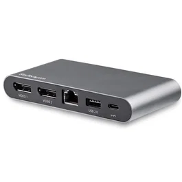 StarTech.com Docking Station USB C para 2 Monitores DisplayPort 4K, 100W Passthrough, GbE, 2 Puertos USB-A, Negro