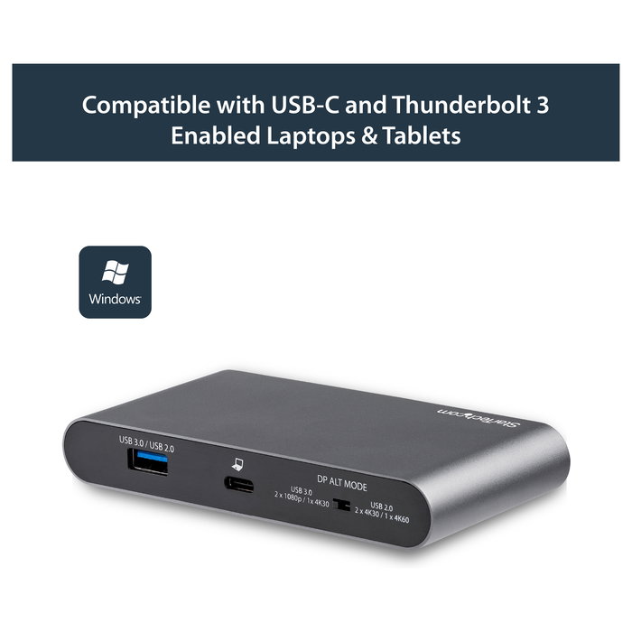 Startech - USB-C Multiport Adapter con Dual Monitor, 2 Puertos DisplayPort 4K y PD, para Windows Startech - USB-C Multiport Adapter con Dual Monitor, 2 Puertos DisplayPort 4K y PD, para Windows