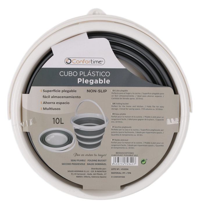 Confortime Cubo Plegable 10 Litros 33 x 34 x 4 cm (12 Unidades)