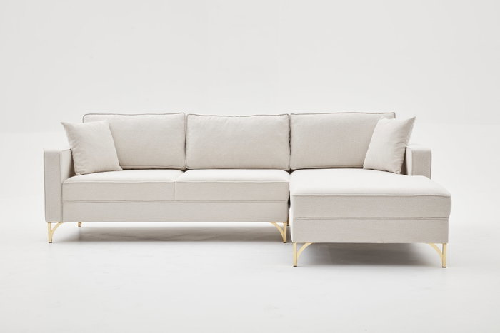 Atelier Del Sofa Berlin Right Sofá Esquinero Crema Dorado 258cm Atelier Del Sofa Berlin Right Sofá Esquinero Crema Dorado 258cm