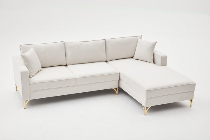 Atelier Del Sofa Berlin Right Sofá Esquinero Crema Dorado 258cm Atelier Del Sofa Berlin Right Sofá Esquinero Crema Dorado 258cm