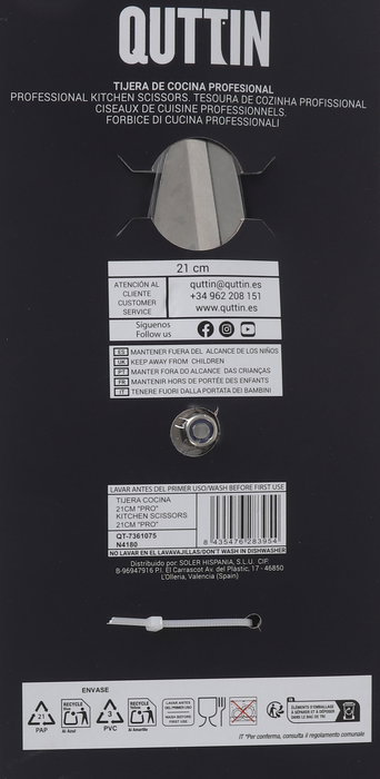 Inde Tijera Cocina 21 cm Pro (6 Unidades)