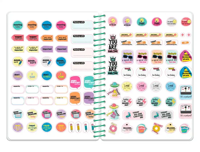 Liderpapel Agenda Escolar 2026-2027 Fantasy A6+ Día Página, Espiral, Portada Floral, Interior Bilingüe, Con Pegatinas, 80g FSC